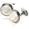 M Clip M-clip® Stainless Steel Cuff Links In Stainless Steel/white Pearl