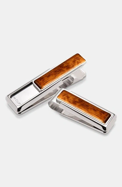 M Clip Wood Inlay Money Clip In Bubinga Wood