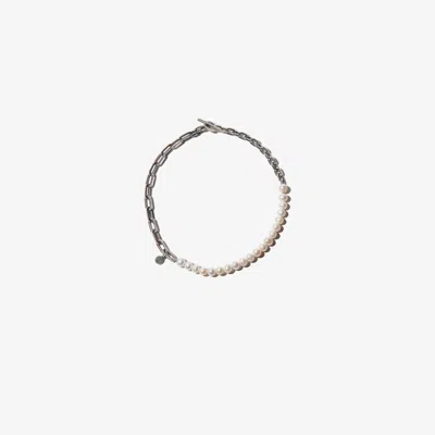 M Cohen Sterling Silver Elm Trio Pearl Chain Bracelet