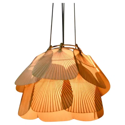 Pre-owned M Design Beautiful Uchiwa �ju Yon� Chandelier By Ingo Maurer, Germany, 1970s In Orange