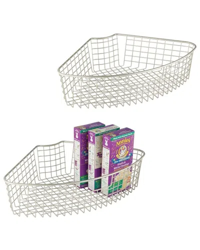 M Design Set Of 4 Lazy Susan 1/4 Wire Basket With Handle