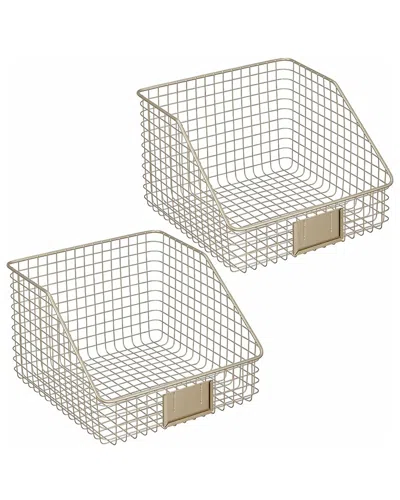 M Design Set Of 4 Metal Slanted Durable Baskets With Tag Holder