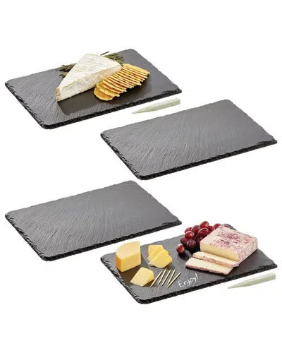 M DESIGN M DESIGN SET OF 4 SLATE STONE TRAY WITH CHALK PENCIL