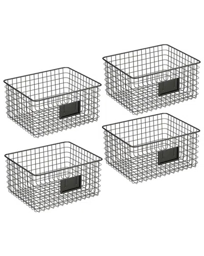 M Design Set Of 4 Wire Basket With Tag Holder