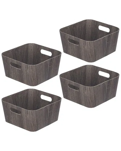 M Design Set Of 4 Wood Grain Bin With Handles