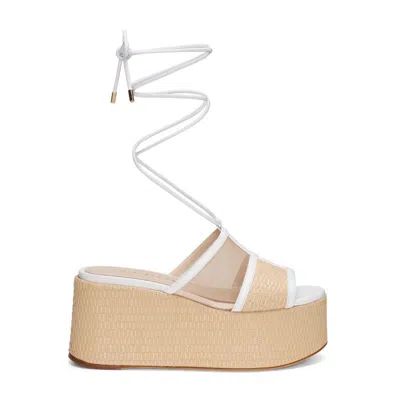M+e' Heel Platform Sandals With Woven Base In Multi