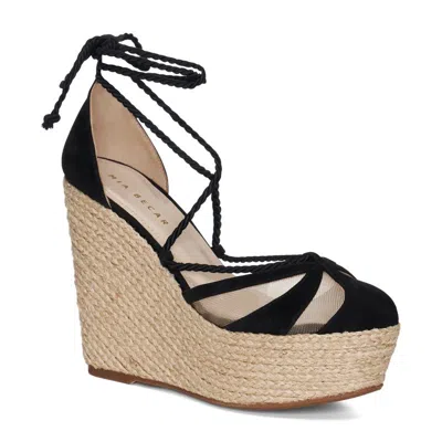 M+e' Wedge Sandals With Suede And Mesh Detailing In Black