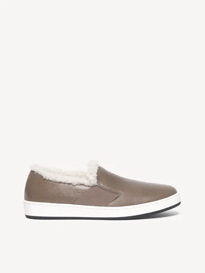 M. Gemi The Cerchio Shearling Nuovo In Stone Gray Tumbled