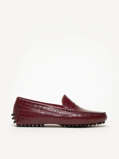 M. Gemi The Felize Shearling In Oxblood Croc Embossed Nappa