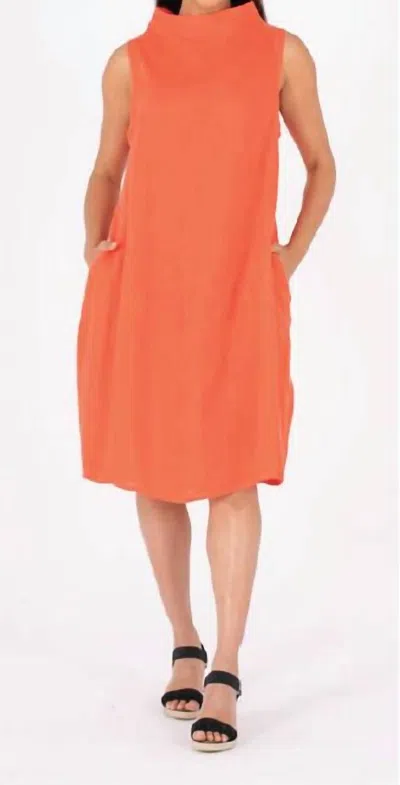 M Made In Italy Balloon Dress Orange Linen In Pink