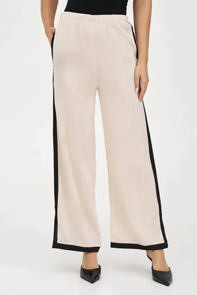 M Made In Italy Flowy Pants With Side Stripe In Oat Combo In Neutral
