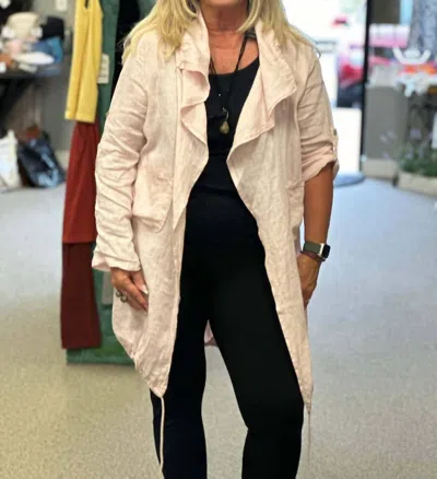 M Made In Italy Linen Duster Cardigan In Pink
