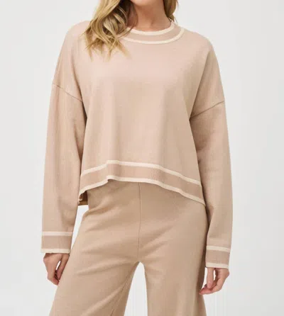 M Made In Italy Metallic Trim Crew Neck Sweater In Golden In Blue