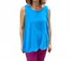 M Made In Italy Side Stretch Tank Top In Ocean In Blue