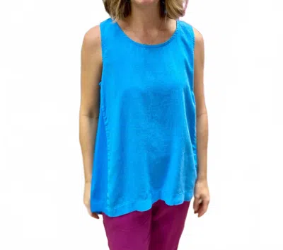 M Made In Italy Side Stretch Tank Top In Ocean In Blue