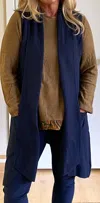 M Made In Italy Sleeveless Cardigan Vest In Navy In Blue