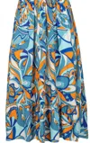 M Made In Italy V-neck Printed Dress In Blue Combo In Multi