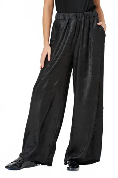 M Made In Italy Velvet Wide Leg Pant In Black