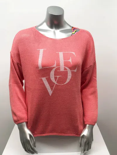 M Made In Italy Women's Chelsea Love Summer Knit Sweater In Coral In Transparent