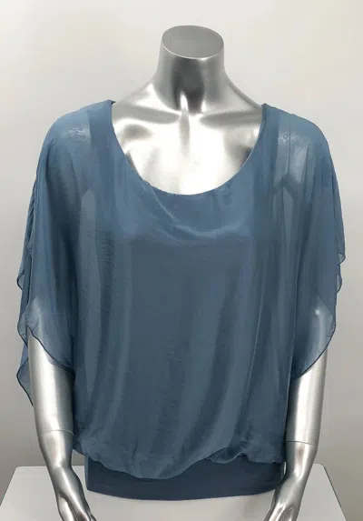 M Made In Italy Women's Darla Scoop Neck Top In Slate Blue