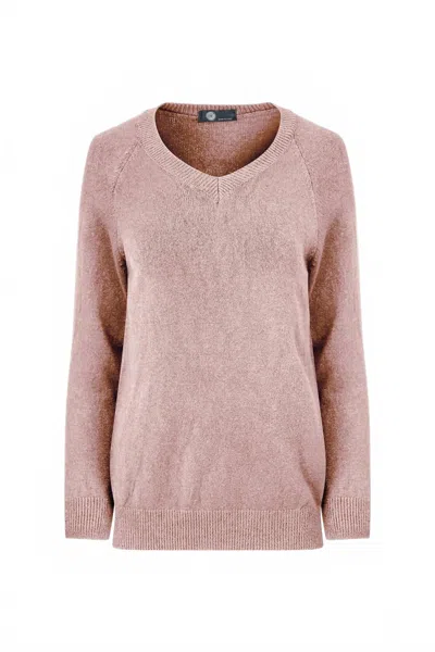 M Made In Italy Women's V-neck Knit Sweater In Quartz In Pink