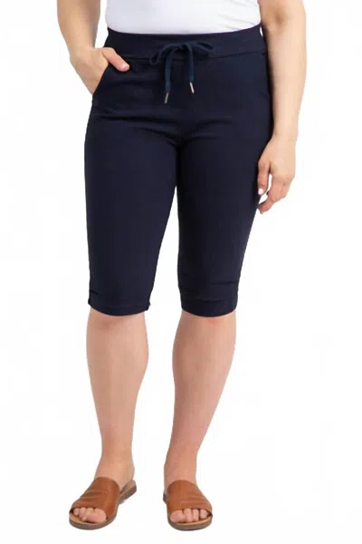 M Made In Italy Woven Capri In Navy In Blue