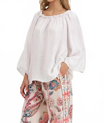 M Made In Italy Woven Tunic Top In White