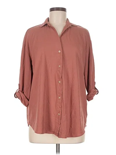 Pre-owned M Magaschoni 3/4 Sleeve Button Down Shirt In Brown