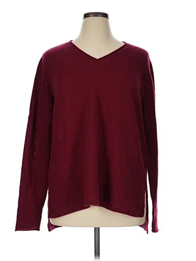 Pre-owned M Magaschoni Cashmere Pullover Sweater In Burgundy