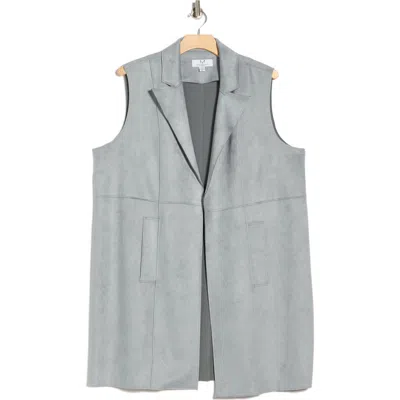 M Magaschoni Faux Suede Notch Lapel Vest In Gray