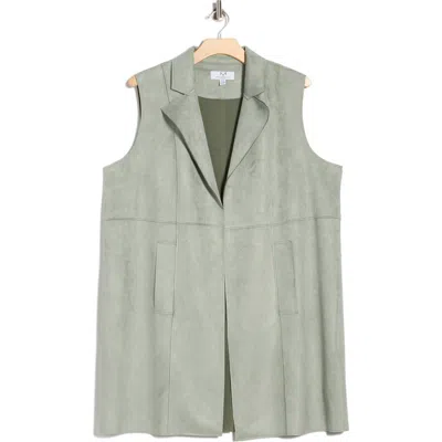 M Magaschoni Faux Suede Notch Lapel Vest In Green