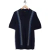 M Magaschoni Johnny Collar Knit Polo In Blue