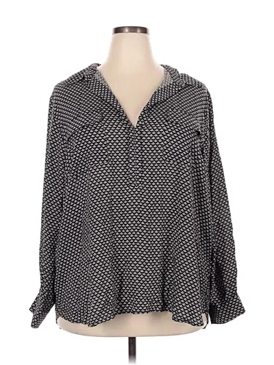 Pre-owned M Magaschoni Long Sleeve Blouse In Black