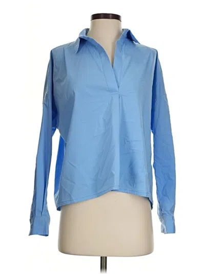Pre-owned M Magaschoni Long Sleeve Blouse In Blue