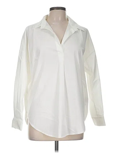 Pre-owned M Magaschoni Long Sleeve Blouse In Ivory
