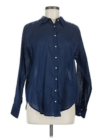 Pre-owned M Magaschoni Long Sleeve Button Down Shirt In Blue
