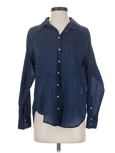 Pre-owned M Magaschoni Long Sleeve Button Down Shirt In Blue
