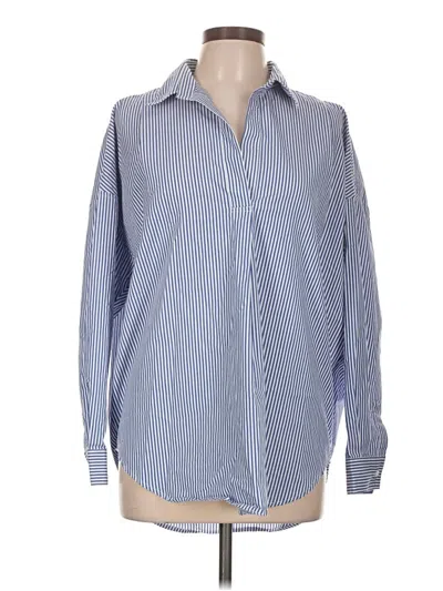Pre-owned M Magaschoni Long Sleeve Button Down Shirt In Blue