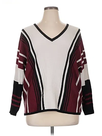 Pre-owned M Magaschoni Long Sleeve Top Burgundy V-neck Tops