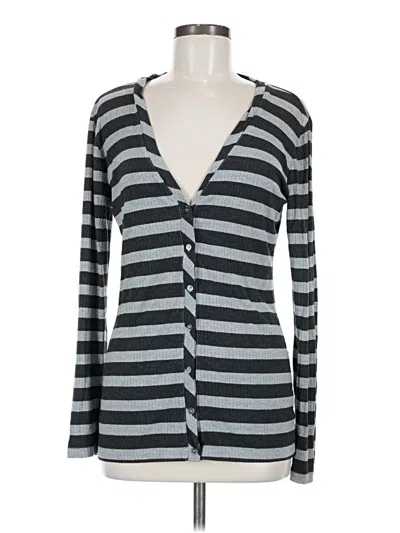 Pre-owned M Magaschoni Long Sleeve Top Gray Plunge Neckline Tops