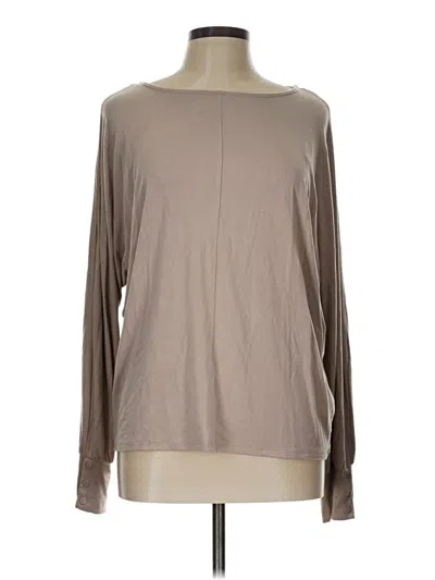 Pre-owned M Magaschoni Long Sleeve Top Tan Boatneck Tops In Brown