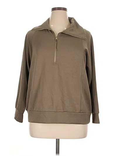 Pre-owned M Magaschoni Long Sleeve Top Tan Cowl Neck Tops In Brown