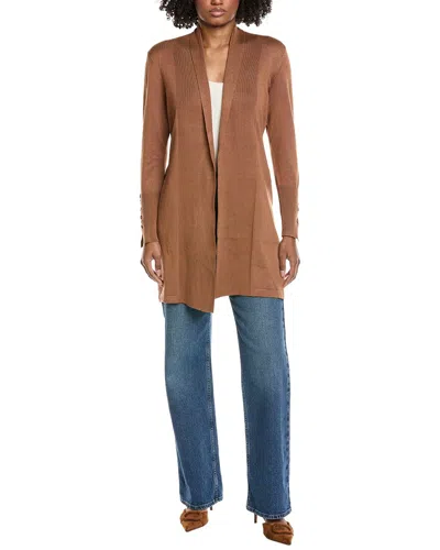 M- Magaschoni M Magaschoni Shawl Collar Open Cardigan In Brown