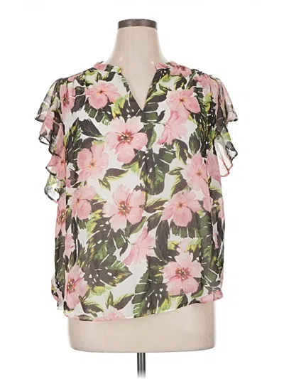 Pre-owned M Magaschoni Short Sleeve Blouse In White