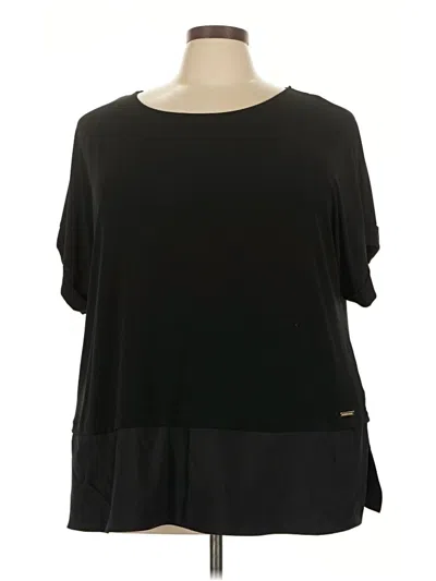 Pre-owned M Magaschoni Short Sleeve Top Black Cold Shoulder Neckline Tops