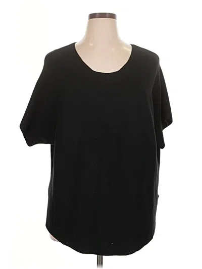 Pre-owned M Magaschoni Short Sleeve Top Black Scoop Neck Tops