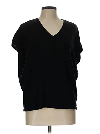 Pre-owned M Magaschoni Short Sleeve Top Black V Neck Tops