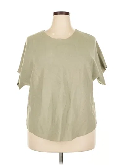 Pre-owned M Magaschoni Short Sleeve Top Green Solid Pattern Crew Neck Tops