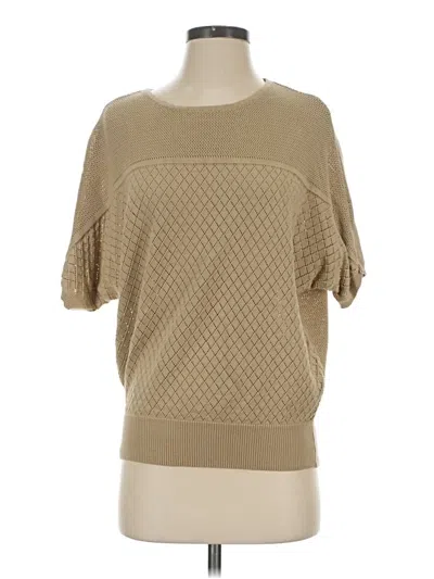 Pre-owned M Magaschoni Short Sleeve Top Tan Boatneck Tops