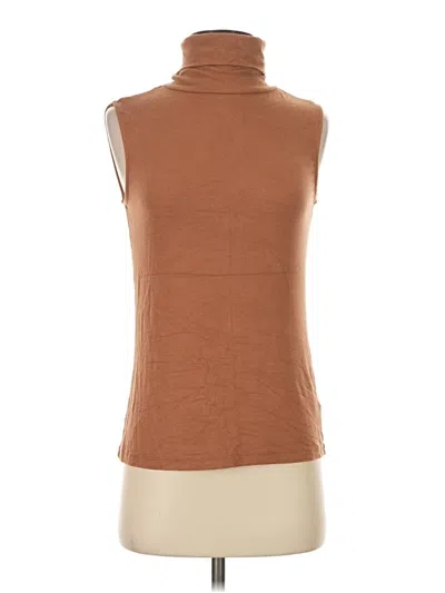 Pre-owned M Magaschoni Short Sleeve Turtleneck In Brown